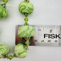 Vtg Faux Jade Necklace Green Sugar Bead Iridescent Large Heavy Statement Japan