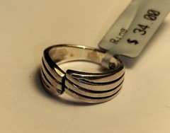 New Massive Shiny Silver Statement Ring, Celtic Wave Theme Size P (17.75 mm) 4g