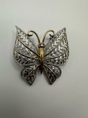 Vintage AVON Silver and Gold Butterfly Brooch 4.5cm BB6