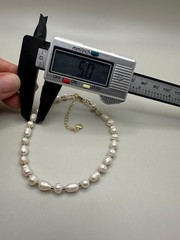 9” Freshwater White Pearl Anklet with Charm Dainty Foot Jewelry, Summer Gift
