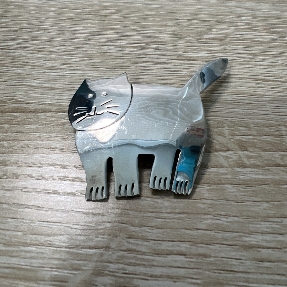 Vtg Texaco sterling silver 925/1000 cat brooch TC-153