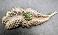 MCM Leaf Brooches -varied Goldl Tones, Some With Stones, Lot Of 5