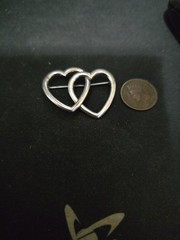 FCC Sterling Brooch Double Hearts brooch Double Open Love Heart