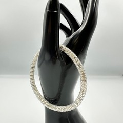 Vintage Silver-Tone Wide Mesh Chain Cuff Bracelet Unisex