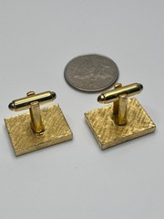 Vintage Dante Mosaic Chip Stone Resin Mid Century Gold Tone Cufflinks