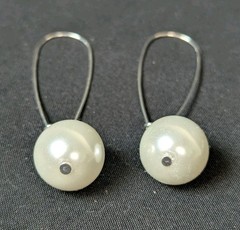 Women’s Sterling Silver White Pearl Long Wire Drop Dangle Earrings
