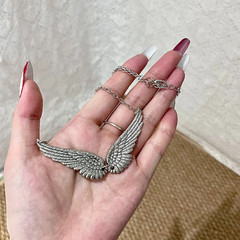 Vintage Angel Wing Choker Feather Pendant Necklace Aesthetic Gothic Jewelry Gift