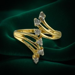 Vintage 1990s Diamond 14k Yellow Gold Open Split Ring Size 5.5