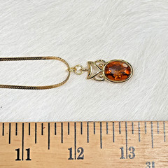 Vintage Trifari Gold Toned Chain & Baltic Amber Stone Owl Shaped Pendant 24″