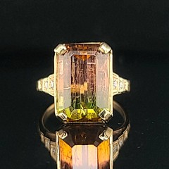 Vintage 14k Yellow Gold Engagement Ring 7.73CT. Natural Bio Tourmaline