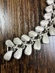 Vintage Crown Trifari brushed silver tone Petal Link bracelet 7 1/2 inches.