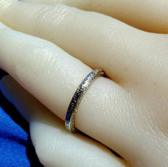 ORIGINAL Art Deco Wedding Band 18K WHITE GOLD Antique Anniversary Ring Size 6.5