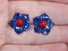 Vintage Gorgeous 15MM Lapis Flower Jackets For Earrings Use With Any Studs