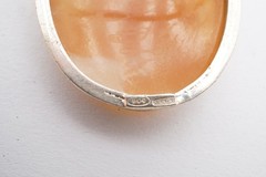 Vintage 800 Silver Cameo Brooch Pin