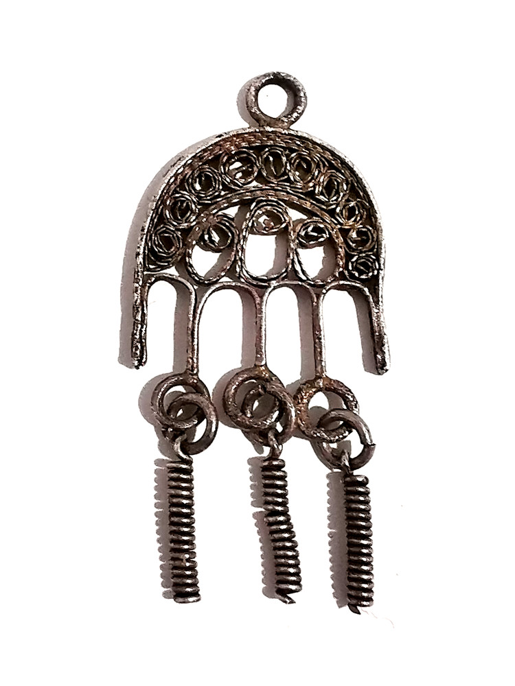 Vintage Pendant Filigree Silver Plated Metal Fully Handmade Ornamental Design