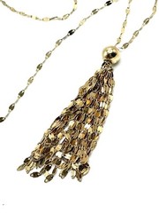 Karizia Italy 18k GP 925 Silver Valentino Gold Lariat Tassel Necklace