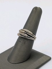 PGDA Vintage Sterling Silver Diamond Quadruple Split Band Cocktail 925 Ring Sz 7