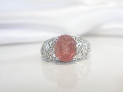 DJoy Sterling Silver 925 Pink Tanzanian Natronite Ring Size 7