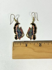 Vintage Cloisonné Enamel Butterfly Dangle Earrings