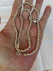 Vintage 925 Sterling Silver Bead Necklace 18″ Strand 4mm strung on chain 13.44g