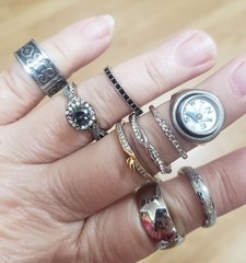 2 Ibs Mystery Jewelry Rings Vintage Modern Lot Bracelets Etc Silver Tone