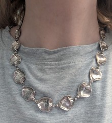 Vintage Anne Dick Sterling Silver 925 Disc Necklace w Hook Clasp – 18″