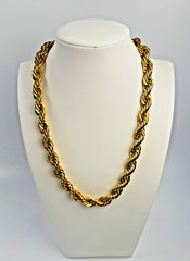 Vintage Napier Chunky Gold Tone Rope Chain Signed Twisted Necklace 110g 17.5″