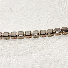 BRACELET pastel blue pink glass faux gem silvertone metal box clasp vintage 7″ c