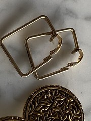Vintage Jewelry lot goldtone earrings 14 pairs hoop box stars dangle