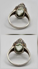 VTG La France 14K Tri-Tone Gold Lab-Created Glowing Green Spinel Ring 6.5 *READ