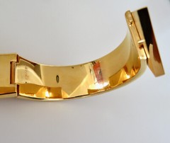 Vintage Oval Hermes 18K Gold Plated Loquet Clic Clac Bracelet Fan Enamel Design