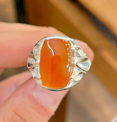 Beautiful Mini Baguette cut Agate Sone With Unique Design Ring Handmade Artisan