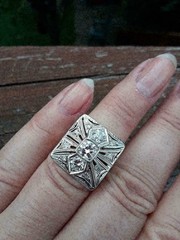 2.77 CT Round Moissanite 925 Silver Wedding Vintage Style Square Ring For Woman
