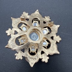 HUGE Jewel Tone Flower Rhinestone Brooch Pin J26