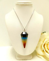MULTICOLORED NATURAL GEMSTONE CHAKRA PENDANT NECKLACE 18″
