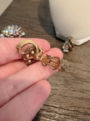 Vintage SELRO Selini Set Brooch + Earrings Parure AB Rhinestones Signed
