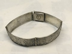 Signed MRM Guad Jal Mex Plata 925 Sterling Silver 7” Bracelet Hinged Panel