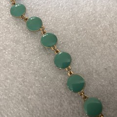 Vintage Double Sided Sage Green Enamel Discs Necklace
