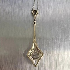 Art Deco Vintage Style Round 2Ct Lab Created Diamond 14K White Gold FN Pendants