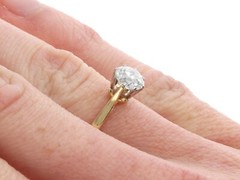 Antique and Vintage 0.80Ct Diamond and 18k Yellow Gold Solitaire Ring