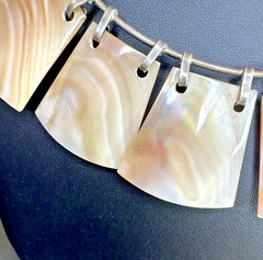 Stunning Abalone Shell Sterling Silver Choker Tribal Statement Necklace