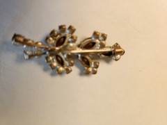 Teal/Clear Marquise Crystals Rhinestones Silver Vintage Brooch Pin 1 7/8” B6