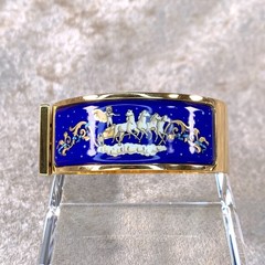 Vintage Hermes Clic Clac Bangle Bracelet Blue Enamel Angel White Horse Size PM