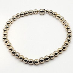 Choker Style Light Gold Tone Shiny Round Bead Vintage 1970s Necklace 15 Inch