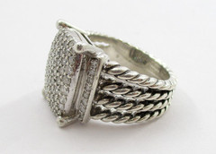 David Yurman 1.10 CTW Round Diamond Wheaton Ring Sterling Silver Size 5.75