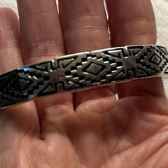 Vintage Dee Morris Navajo Sterling Silver Links on Leather Strap Bracelet