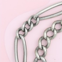 Antique Victorian Upcycled 800 Silver 64gr Fancy Curb 25″ Chain Necklace