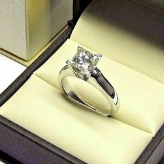 2Ct Princess Cut Solitaire Lab Created Diamond 14K White Gold FN Engagement Ring