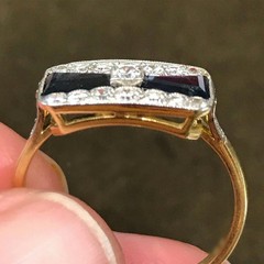 Art Deco Style Sapphire & Lab-Grown Diamond 14K Yellow Gold FN Wedding Gift Ring