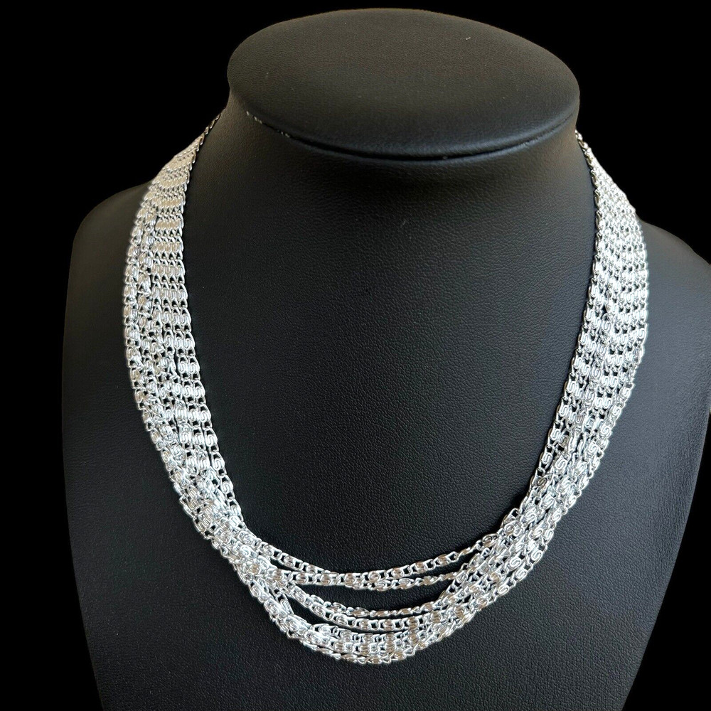 VINTAGE SARAH COVENTRY Women’s Choker 8 Strand Silver Tone Aluminum 15 in